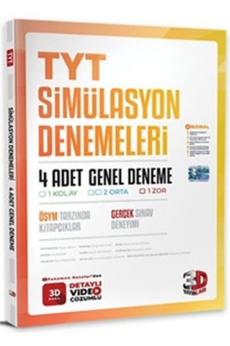 3D TYT GENEL DENEMELER Simülasyon Denemeleri (4 Deneme)
