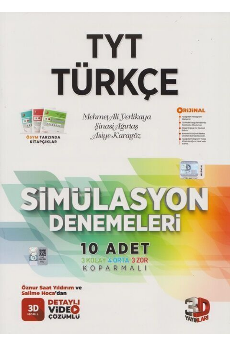 3D TYT TÜRKÇE DENEMELERİ Simülasyon Denemeleri (10 Deneme)