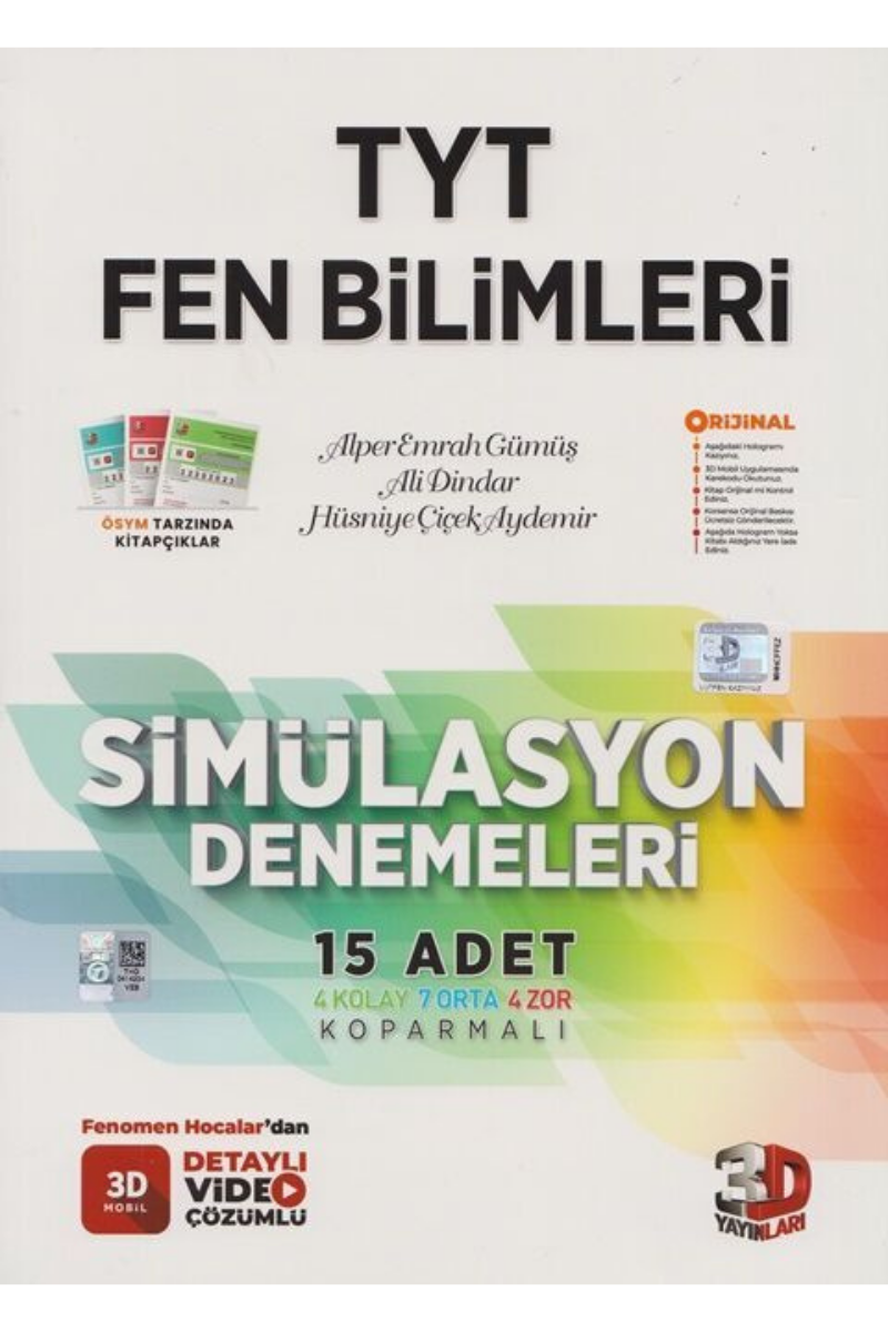 3D TYT FEN BİLİMLERİ DENEMELERİ Simülasyon Denemeleri (15 Deneme)