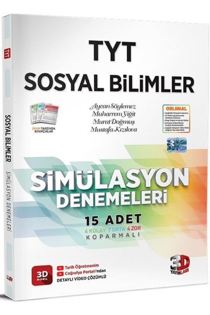 3D TYT SOSYAL BİLİMLER DENEMELERİ Simülasyon Denemeleri (15 Deneme)